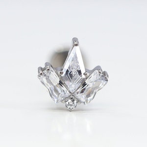 Titanio ASTM F136 (in208) Zirconia Gemma filettata internamente 1,2 mm (16ga) adatta per conca, elica, cartilagine, trago, piatto, filtro ecc.