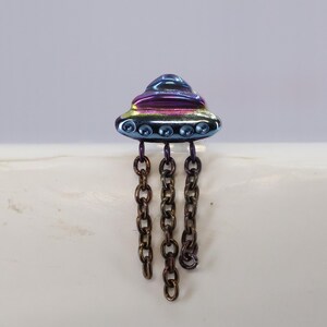 Titanium ASTM F136 (in78) anodised UFO, Spaceship, Alien craft, internally threaded 1.2mm (16ga) suitable conch, helix, cartilage, tragus
