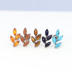 Titan ASTM F136 (in268) Halbedelstein Marquise Blatt mit Innengewinde 1,2 mm (16ga) geeignet für Conch, Tragus, Helix, Knorpel