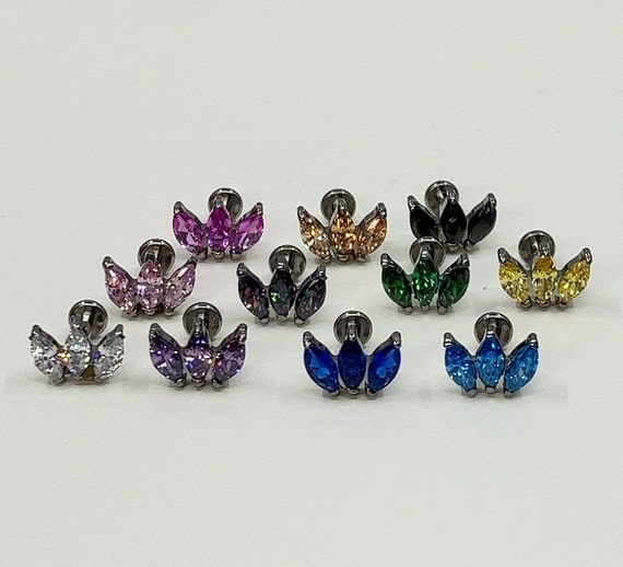 Titanium Marquise Fan (in137) Internally Threaded 1.2 Mm 16g
