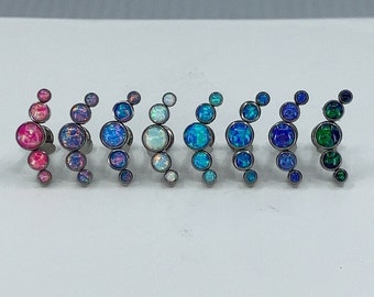 Titanium ASTM F136 (in08) Opal Cluster Internally Threaded 1.2 mm 16g Labret Stud Suitable for Cartilage, Helix, Conch etc