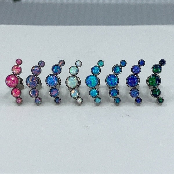 Titanium ASTM F136 (in08) Opal Cluster Internally Threaded 1.2 mm 16g Labret Stud Suitable for Cartilage, Helix, Conch etc