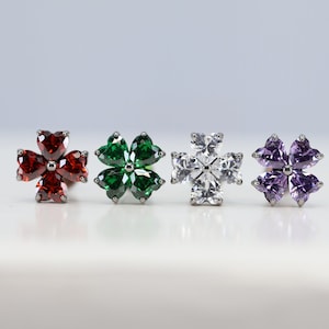 Titanium ASTM F136 (in96) Shamrock, Four leaf Clover Internally threaded 1.2mm (16ga) suitable for helix, cartilage, tragus, lobe, flat, etc