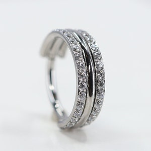Titanium ASTM F136 (cl72) Zirconia triple hinged segment ring 1.2mm (16ga) suitable for conch, helix, cartilage, tragus, lobe etc