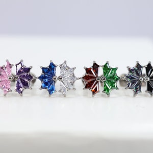 Titanium ASTM F136 (in153) "Diamond Fan" internally threaded 1.2mm (16ga) suitable for tragus, conch, cartilage, flat, lobe, helix etc