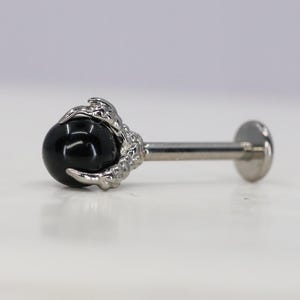 Titanium ASTM F136 (in80) Onyx Ball, Dragons Claw internally threaded 1.2mm (16ga) conch, helix, cartilage, lobe, tragus