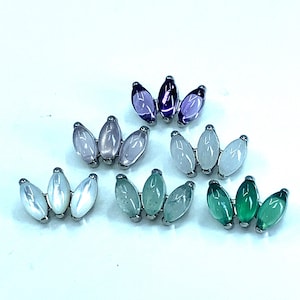 Ventaglio Marquise in pietra naturale ASTM F136 (in12) in titanio con filettatura interna da 1,2 mm (16ga) adatto per conchiglia, elica, cartilagine, trago, ecc.