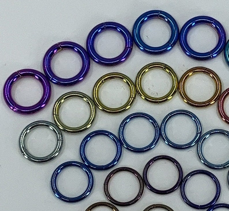 Titanium ASTM F136 Anodised Clicker Hoop 0.8-1.6mm 20ga-14ga suitable for septum, eyebrow, conch, nostril, daith, rook, cartilage etc image 3