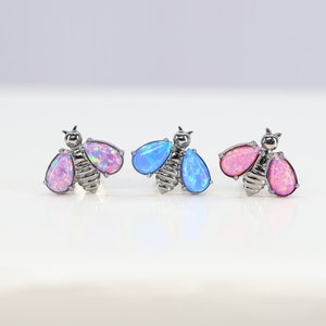 Titanium ASTM F136 (in151) Fire Opal Bees Internally Threaded 1.2mm (16ga) Suitable for Conch, Helix, Cartilage, Tragus, Lobe, Flat, etc