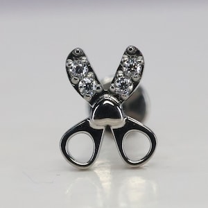 Titanium ASTM F136 (in265) Zirconia Scissors, Shears internally threaded 1.2mm (16ga) suitable for helix, conch. cartilage, flat, tragus