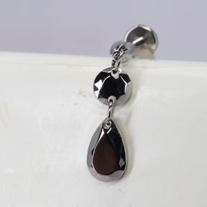 Titanium ASTM F136 (in175) Tear Dangle internally threaded 1.2mm (16ga) suitable helix, cartilage, conch, tragus, lobe