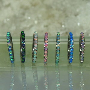 Opale di fuoco in titanio ASTM F136 (cl32) Clicker 1,2 mm Anello a segmenti da 16 g, anello del setto adatto per conchiglia, elica, cartilagine, lobo ecc.