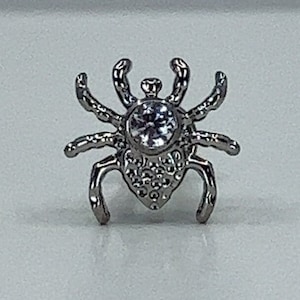 Titanium ASTM F136 (in196) Zirconia Spider, Tarantula internally threaded 1.2mm (16ga) suitable tragus, helix, cartilage, lobe, conch