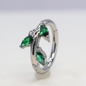 Titanium ASTM F136 (cl12) Zirconia Vine, leaf, Hinged Hoop 1.2mm (16ga) suitable for daith, septum, rook, helix, cartilage etc