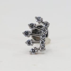 Titanium ASTM F136 (in289) Multi Zirconia Firework, Crown internally threaded 1.2mm (16ga) suitable helix, cartilage, conch, tragus, lobe