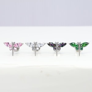 Titanium ASTM F136 (in239) Zirconia Dragonfly, Bug internally threaded 1.2mm (16ga) suitable for tragus, conch, helix, cartilage, lobe etc