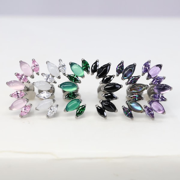 Titanium ASTM F136 (in99) Zirconia and Stone Arc internally Threaded 1.2mm (16ga) suitable conch, helix, cartilage, flat, lobe, tragus etc