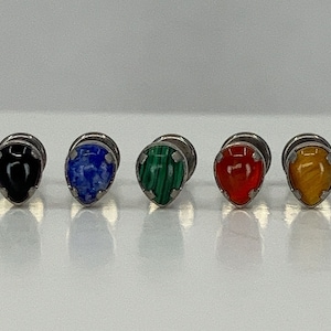 Titanium ASTM F136 (11) Semi-Precious Stone "Teardrop" Threadless 0.8-1.6mm (20-14ga) suitable for conch, medusa, helix, cartilage, flat etc