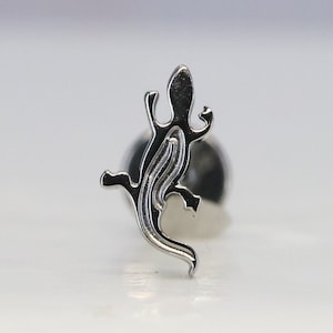 Titanium ASTM F136 (in258) lizard internally threaded 1.2mm (16ga) suitable for conch, tragus, helix, cartilage, lobe etc
