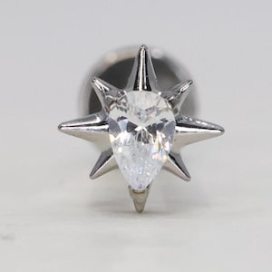 Titanium ASTM F136 (in06) Zirconia Little Star internally threaded 1.2mm (16ga) suitable conch, tragus, helix, cartilage, flat etc