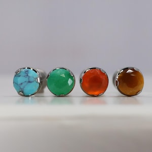 Titanium ASTM F136 (in144) Natural Stone Stud Internally Threaded 1.2mm (16ga) suitable philtrum, conch, tragus, helix, cartilage lobe ect