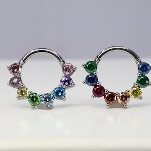 Titanium ASTM F136 (cl80) Zirconia Clicker 1.2mm (16ga) suitable for septum, daith, rook, conch, helix, cartilage etc