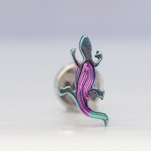 Titanium ASTM F136 (in258) Anodised lizard internally threaded 1.2mm (16ga) suitable for conch, tragus, helix, cartilage, lobe etc