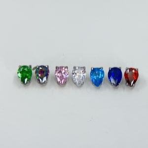Titanium ASTM F136 (132) CZ "Tear Drop" internally threaded 1.2mm (16ga) suitable for conch, tragus, helix, medusa, cartilage, lobe, etc
