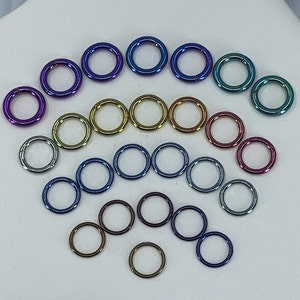 Titanium ASTM F136 Anodised Clicker Hoop 0.8-1.6mm (20ga-14ga) suitable for septum, eyebrow, conch, nostril, daith, rook, cartilage etc