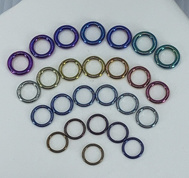 Titanium ASTM F136 Anodised Clicker Hoop 0.8-1.6mm 20ga-14ga suitable for septum, eyebrow, conch, nostril, daith, rook, cartilage etc image 1