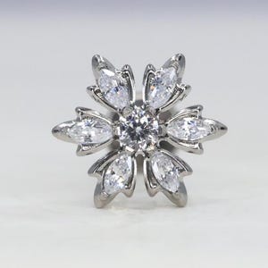 Titânio ASTM F136 Zircônia Floco de Neve, Estrela Sem Rosca, Pino de Pressão 0,8 mm-1,6 mm (20ga-14ga) adequado concha, plano, lóbulo, hélice, cartilagem tragus
