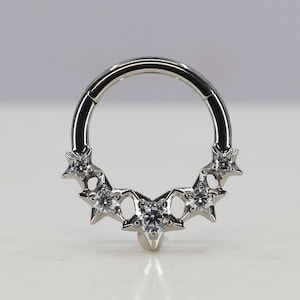 Titânio ASTM F136 (cl93) Zircônia Clicker, Star clicker 1,2 mm (16ga) adequado para septo, daith, lobo, cartilagem etc.