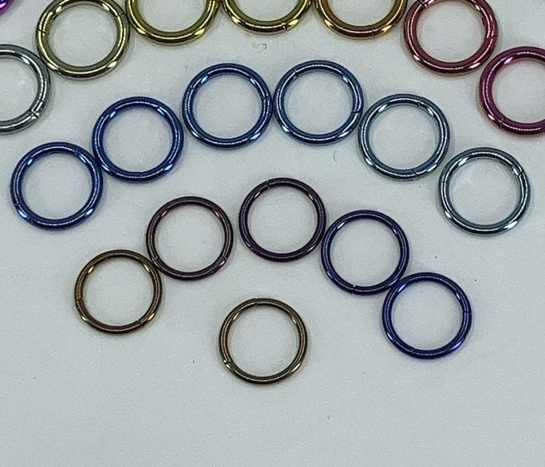 Titanium ASTM F136 Anodised Clicker Hoop 0.8-1.6mm 20ga-14ga suitable for septum, eyebrow, conch, nostril, daith, rook, cartilage etc image 2