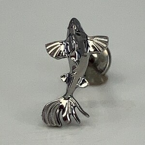 Titanium ASTM F136 (in18) Fantail Koi internally threaded 1.2mm (16ga) suitable for tragus, conch, helix, cartilage, flat, lobe etc