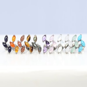 Titanium ASTM F136 (124 inch) marquise halfedelsteen boog met interne schroefdraad 1,2 mm (16ga) geschikt voor schelphoorn, tragus, helix en kraakbeen