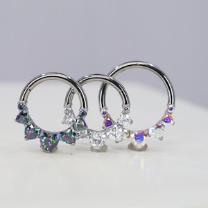 Titanium ASTM F136 (cl09) Heart Shape Zirconia Clicker 1.2mm (16ga) suitable for septum, daith, helix, cartilage, rook, lobe etc