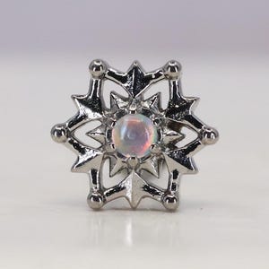 Titanium ASTM F136 (in15) Jelly Opal Snowflake, ster met interne schroefdraad 1,2 mm (16ga) conch, helix, kraakbeen, lob, tragus