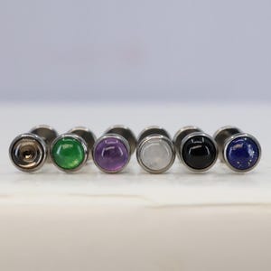 Titanium ASTM F136 (in146) Natural Stone Stud internally threaded 1.2mm (16ga) suitable medusa, conch, tragus, helix, cartilage, lobe etc