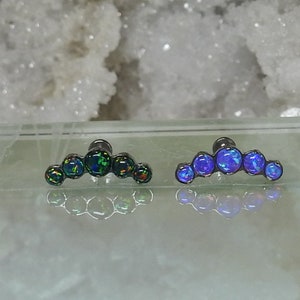 Titan ASTM F136 (in152) Opal Cluster mit Innengewinde 1,2 mm 16g Labret Bolzen Geeignet für Knorpel, Helix, Conch, Tragus, Lobe etc