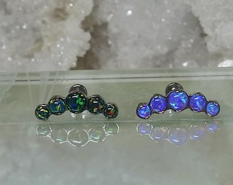 Titanium ASTM F136 (in152) Opal Cluster Internally Threaded 1.2 mm 16g Labret Stud Suitable for Cartilage, Helix, Conch, Tragus, Lobe etc