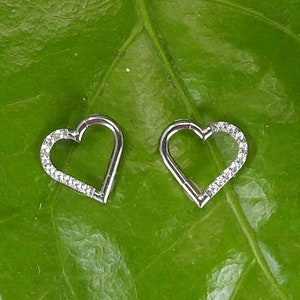 Titanium ASTM F136 cl22 Heart Cubic Zirconia Clicker 1.2mm 16ga Suitable for Daith, Rook, Septum etc image 2