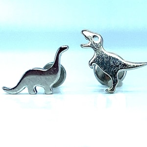 Titanium ASTM F136 (in03) Dinosaur, T-Rex internally threaded 1.2mm (16ga) suitable for conch, tragus, helix, cartilage, lobe, flat etc