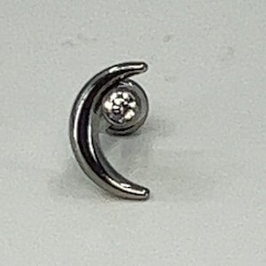 Titanium ASTM F136 (in145) Zirconia Moon internally threaded 1.2mm (16ga) suitable for conch, tragus, helix, cartilage, lobe, medusa, flat