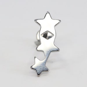 Titanium ASTM F136 (in256) triple star internally threaded 1.2mm (16ga) suitable for conch, tragus, helix, cartilage, lobe etc