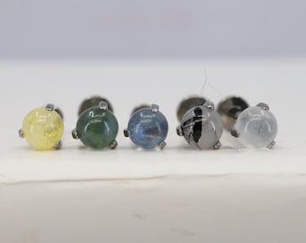 Esfera de titânio ASTM F136 com encaixe em garra para pedra natural, rosca interna de 1,6 mm (14ga), adequada para concha, hélice, cartilagem, etc.