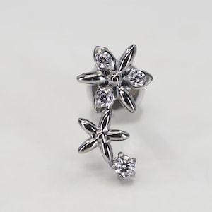Titanium ASTM F136 (in101) Zirconia Star Cluster, Comet internally threaded 1.2mm (16ga) suitable conch, tragus, helix, cartilage, flat etc