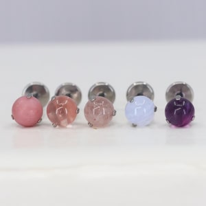 Titanium ASTM F136 (in99) Natural Stone Ball internally threaded 1.2mm (16ga) suitable  helix, cartilage, conch, tragus, lobe, medusa et