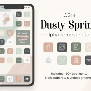 Dusty Spring iPhone Theme Pack | iOS16 App Icons | 1000+ App icons | iPhone Wallpapers & Widgets | iPhone Widgets | App Icons