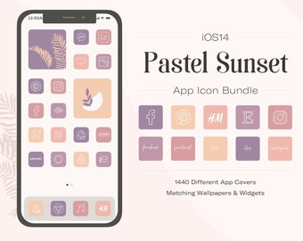 Pastell Sonnenuntergang iPhone Theme | 1440+ iOS App Icons, Wallpapers & Widgets (Digitaler Download)