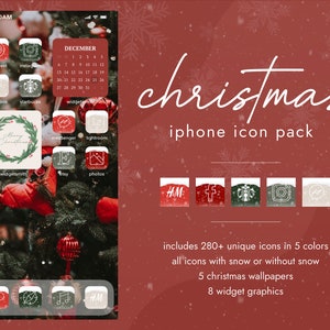 Christmas iPhone Icon Pack | iPhone iOS16 App Icons | 280+ icons in 5 colors with SNOW | High Quality JPG